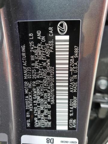 58AD11D11PU011202 Lexus ES250 ES 250 BAS 12