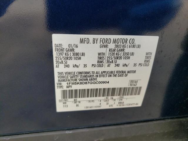 2016 FORD EXPLORER X - 1FM5K8D87GGC00904