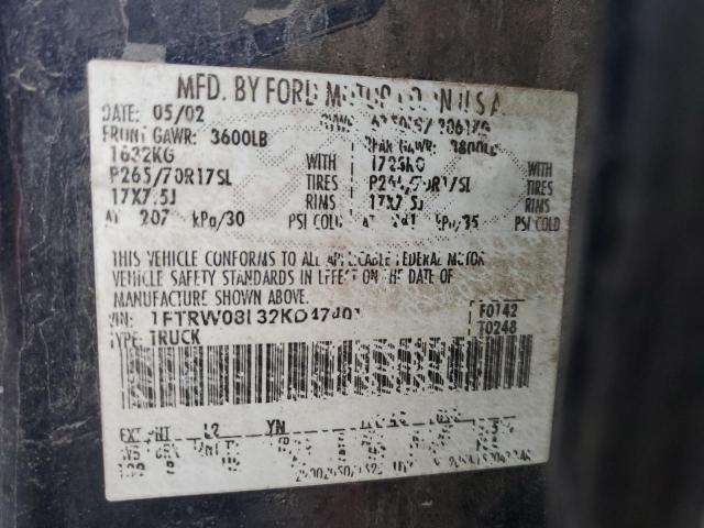 1FTRW08L32KD47401 | 2002 Ford f150 supercrew