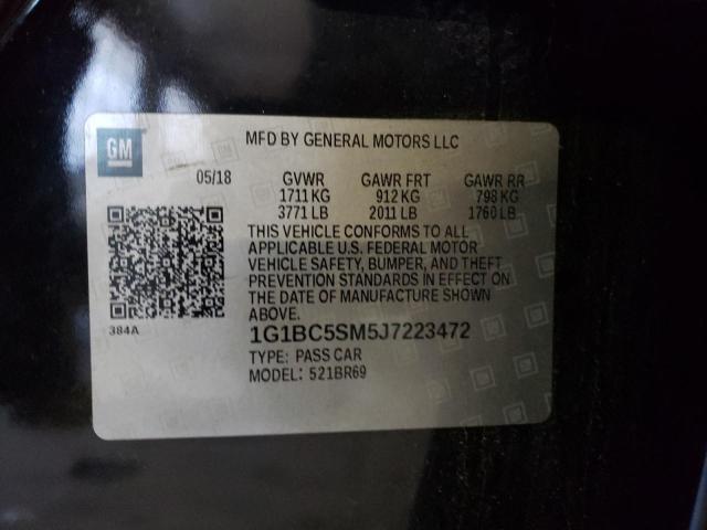  CHEVROLET CRUZE 2018 Чорний