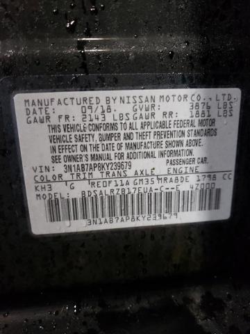 3N1AB7AP8KY239679 | 2019 NISSAN SENTRA S