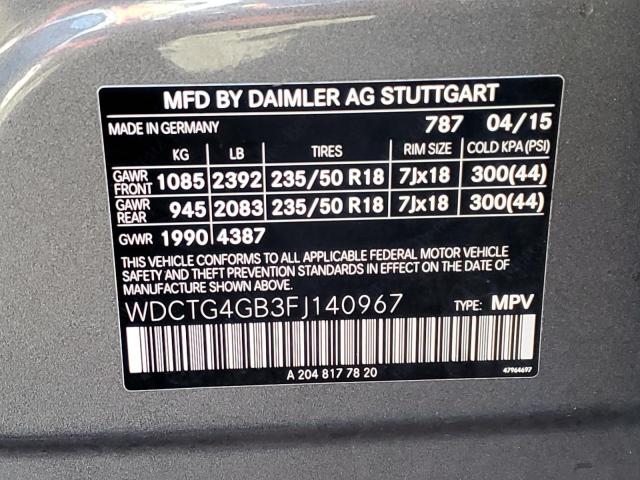 VIN WDCTG4GB3FJ140967 2015 Mercedes-Benz GLA-Class,... no.12