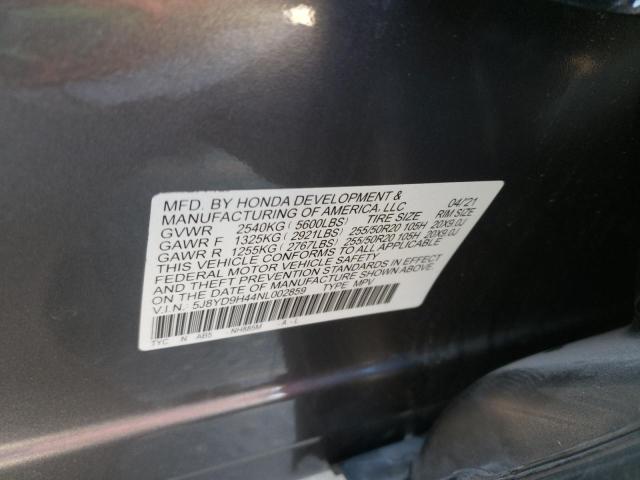 5J8YD9H44NL002859 Auction: COPART Lot: 75087943 Location: CA - LOS ANGELES 5J8YD9H44NL002859 ACURA MDX 2022 GRAY Photo 13