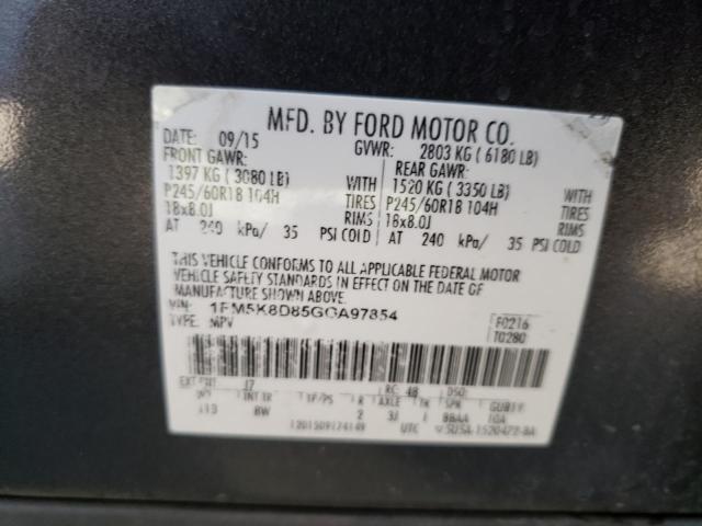 1FM5K8D85GGA97854 | 2016 FORD EXPLORER X