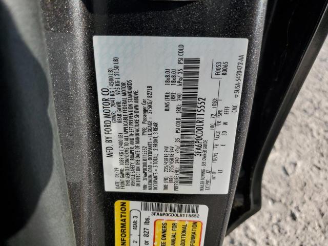 3FA6P0CD0LR115552 | 2020 Ford fusion sel