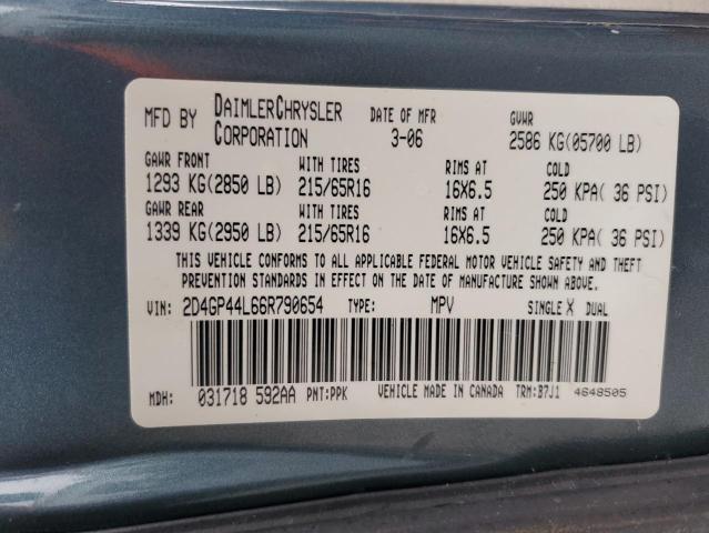 2006 Dodge Grand Caravan Sxt VIN: 2D4GP44L66R790654 Lot: 76849783