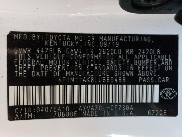 VIN 4T1M11AK8LU869488 2020 Toyota Camry, SE no.12