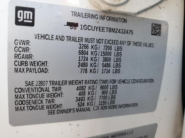 2021 CHEVROLET SILVERADO2 - 1GCUYEET8MZ432475