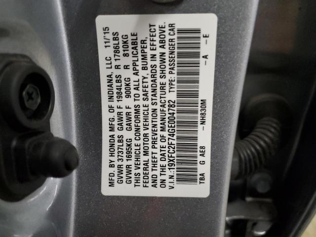 19XFC2F74GE004782 | 2016 HONDA CIVIC EX