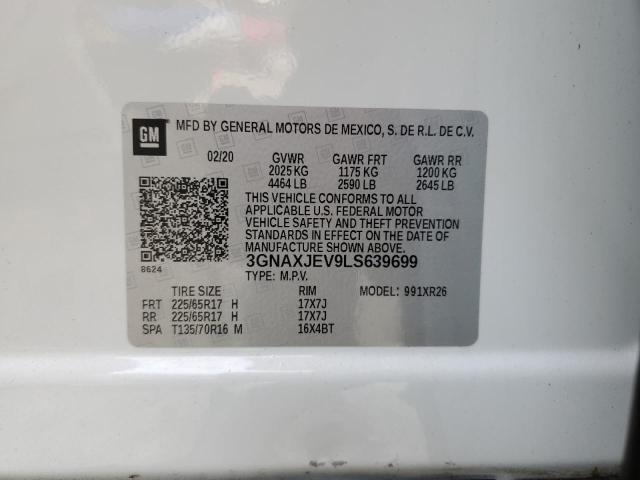 3GNAXJEV9LS639699 | 2020 CHEVROLET EQUINOX LT