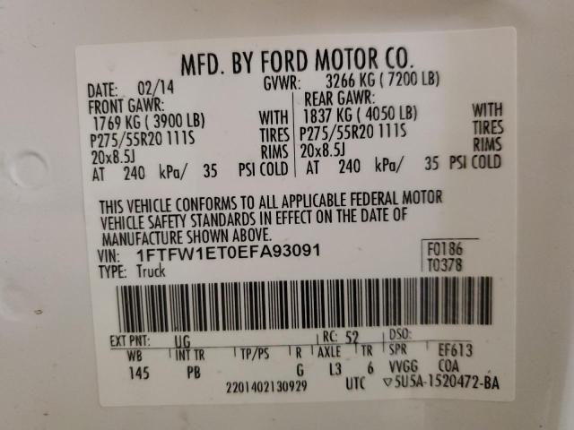 1FTFW1ET0EFA93091 | 2014 FORD F150 SUPER