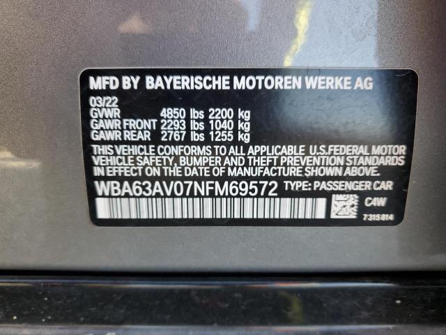 WBA63AV07NFM69572 BMW 4 Series 430I GRAN 12