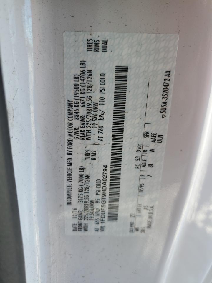 1FDUF5GT9HDA02794 2017 Ford F550 Super Duty 1FDUF5GT9HDA02794 2017 Ford F550 Super Duty