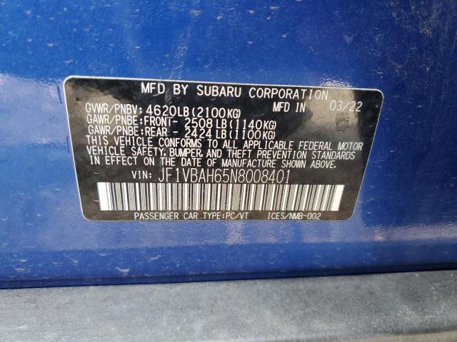JF1VBAH65N8008401 Subaru Wrx Premium