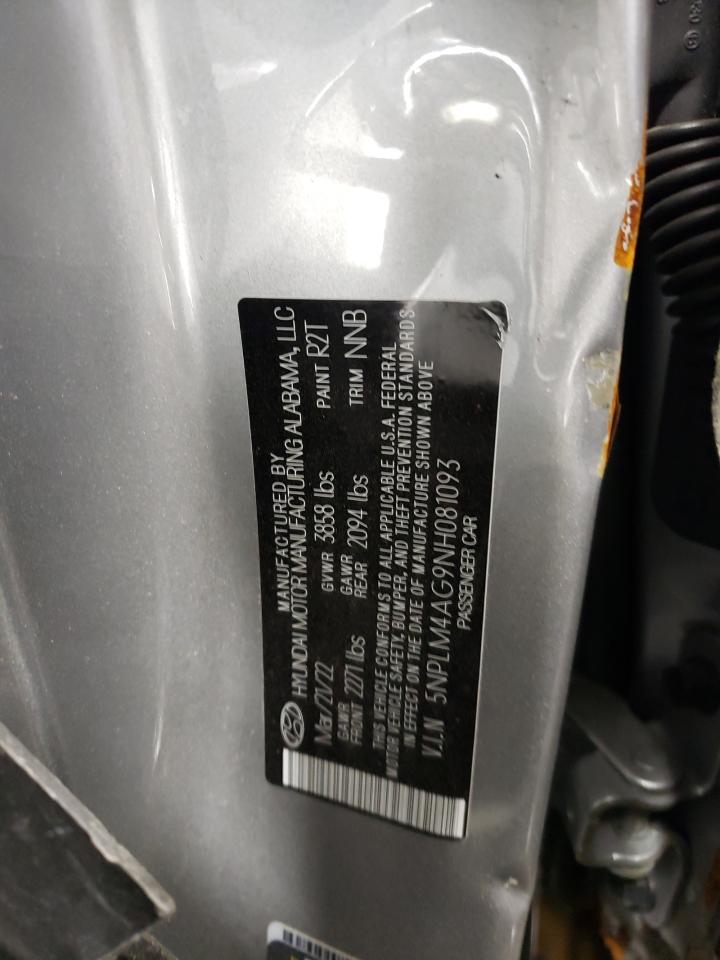 5NPLM4AG9NH081093 2022 Hyundai Elantra Sel