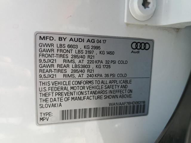 WA1VAAF76HD053118 2017 AUDI Q7, photo no. 13