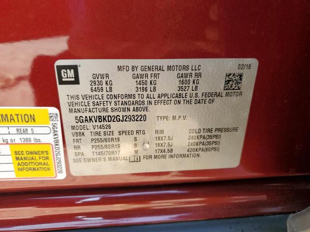 2016 BUICK ENCLAVE - 5GAKVBKD2GJ293220