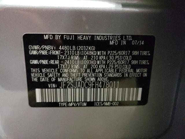 2015 SUBARU FORESTER 2 - JF2SJADC9FH478011
