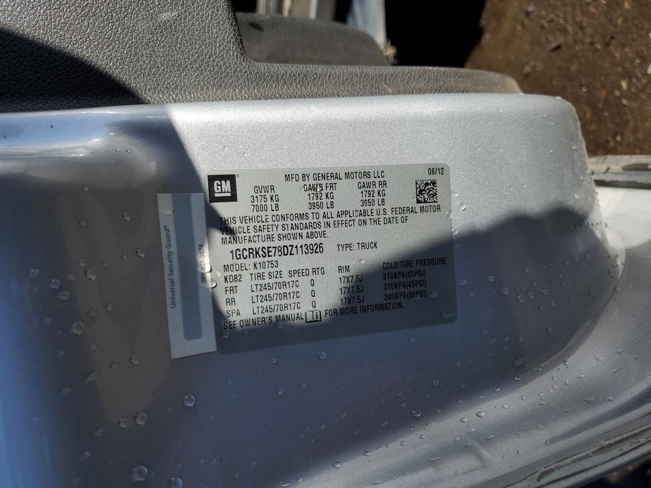 1GCRKSE78DZ113926 2013 Chevrolet Silverado K1500 Lt 1GCRKSE78DZ113926 2013 Chevrolet Silverado K1500 Lt