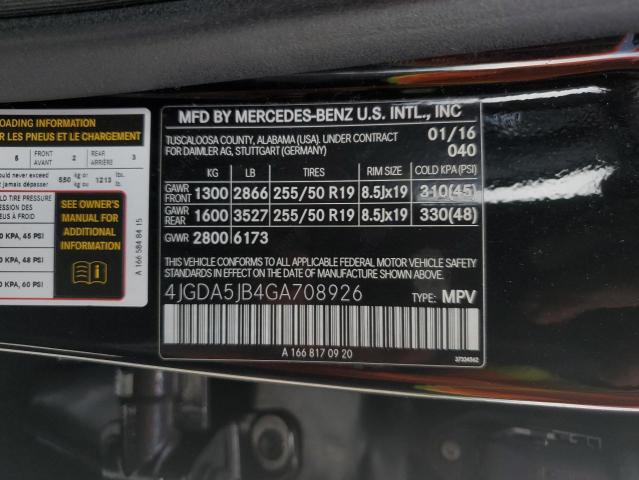 4JGDA5JB4GA708926 2016 MERCEDES-BENZ GLE-CLASS, photo no. 13