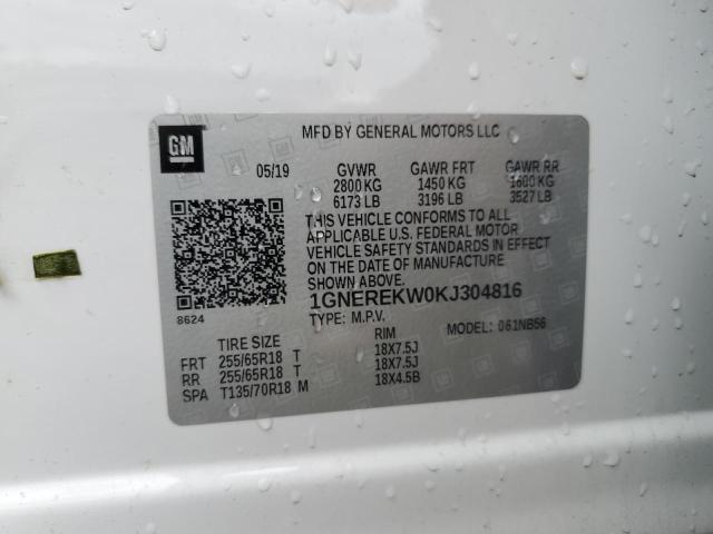 1GNEREKW0KJ304816 | 2019 CHEVROLET TRAVERSE L