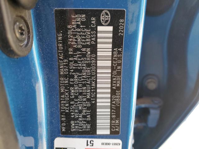 VIN 4T1C11AK2LU303970 2020 Toyota Camry, LE no.12