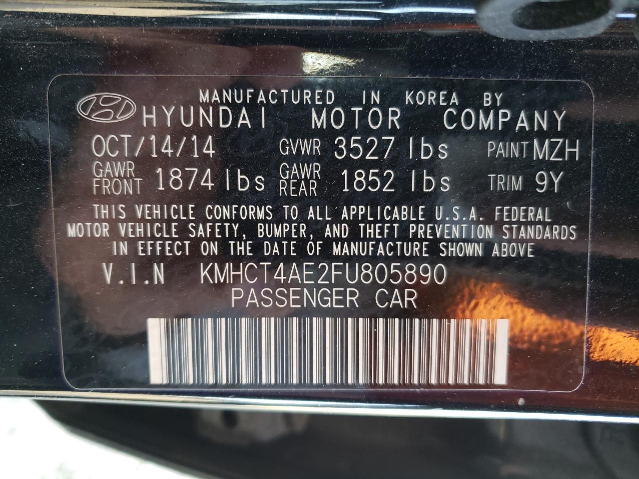 KMHCT4AE2FU805890 2015 Hyundai Accent Gls