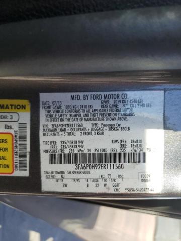 3FA6P0H92ER111560 Ford FUSION SE