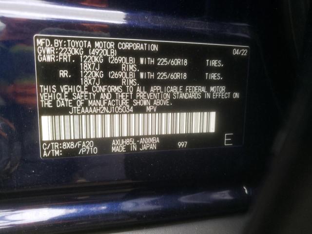 JTEAAAAH2NJ105034 | 2022 TOYOTA VENZA LE