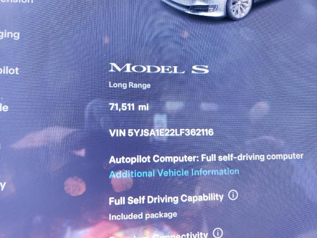 5YJSA1E22LF362116 | 2020 Tesla model s