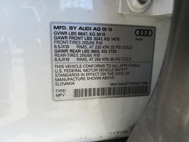 VIN WA1AAAF71KD011090 2019 Audi Q7, Premium no.13