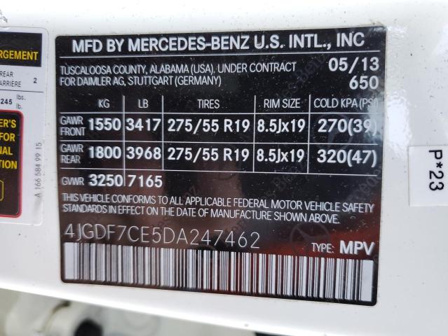 VIN 4JGDF7CE5DA247462 2013 Mercedes-Benz GL-Class, ... no.13