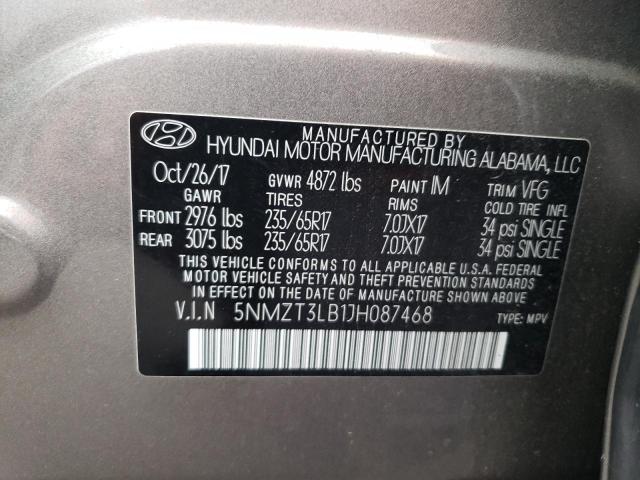 5NMZT3LB1JH087468 | 2018 HYUNDAI SANTA FE S