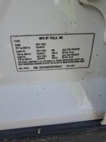 7SAYGAEE5PF594317 | 2023 TESLA MODEL Y