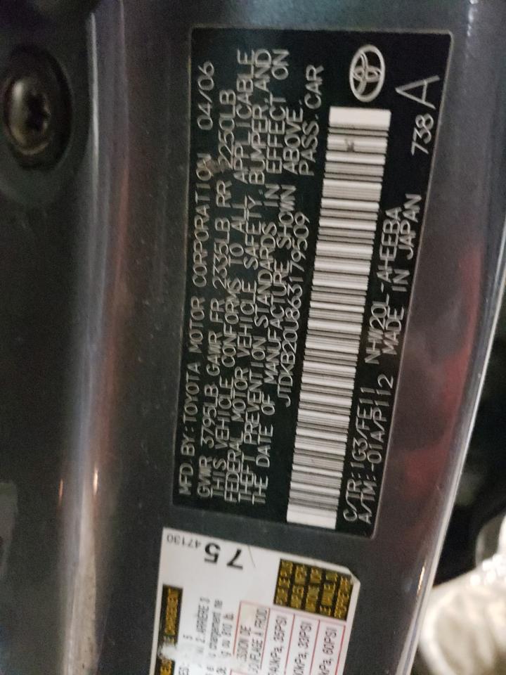 JTDKB20U863179509 2006 Toyota Prius