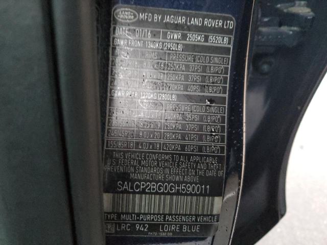 SALCP2BG0GH590011 Land Rover Discovery Sport Se