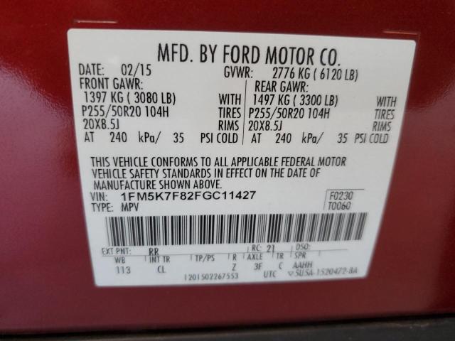 1FM5K7F82FGC11427 | 2015 FORD EXPLORER L