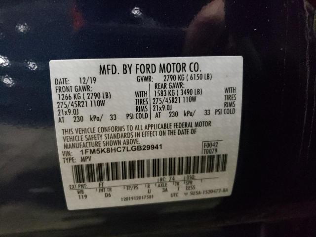 1FM5K8HC7LGB29941 | 2020 FORD EXPLORER P