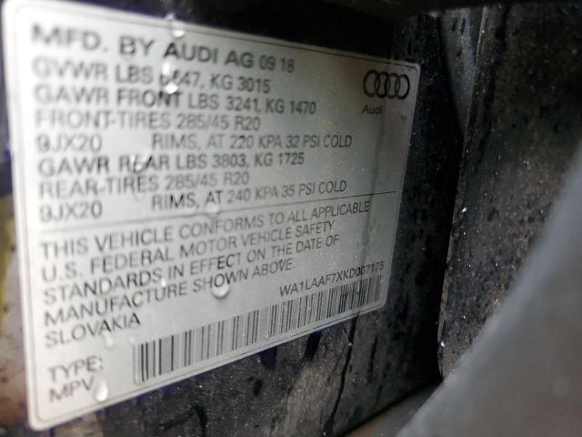 VIN WA1LAAF7XKD007175 2019 Audi Q7, Premium Plus no.14