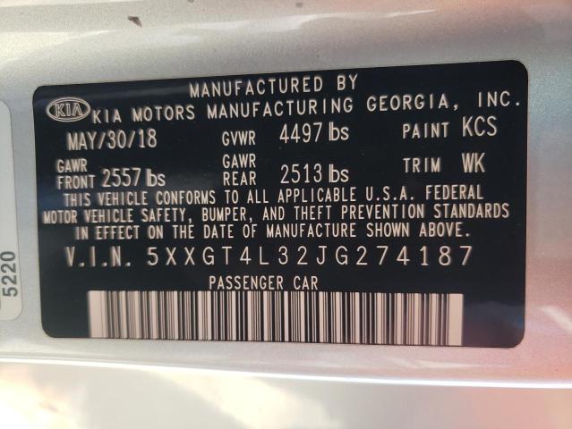 2018 Kia Optima Lx VIN: 5XXGT4L32JG274187 Lot: 77501333