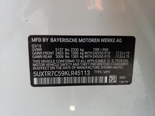 5UXTR7C59KLR45113 | 2019 BMW X3 SDRIVE3