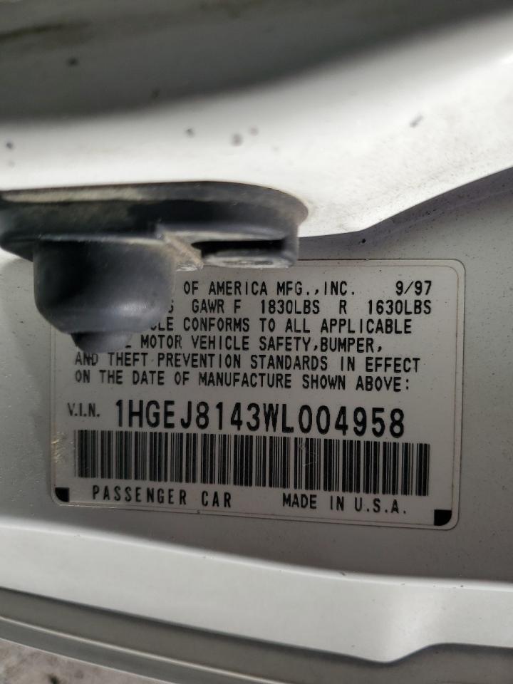 1HGEJ8143WL004958 1998 Honda Civic Ex 1HGEJ8143WL004958 1998 Honda Civic Ex