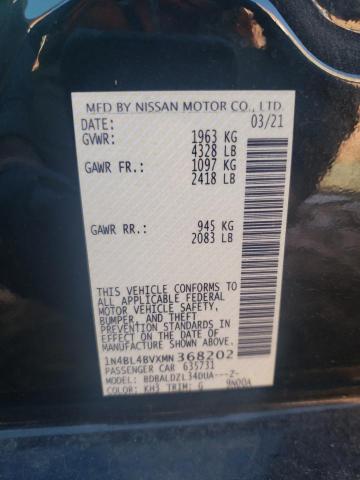 1N4BL4BVXMN368202 | 2021 NISSAN ALTIMA S