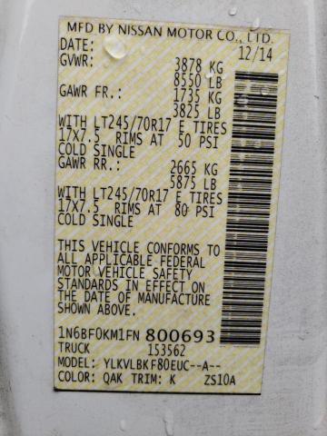 2015 NISSAN NV 1500 - 1N6BF0KM1FN800693