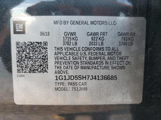 2018 CHEVROLET SONIC LT - 1G1JD5SH7J4136685