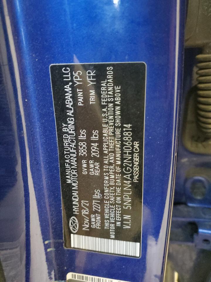 5npln4ag2nh068814 5NPLN4AG2NH068814 2022 Hyundai Elantra Sel