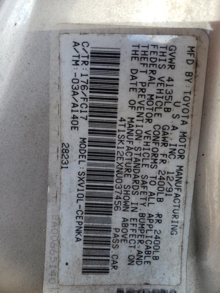 4t1sk12exnu037456 4T1SK12EXNU037456 1992 Toyota Camry Le