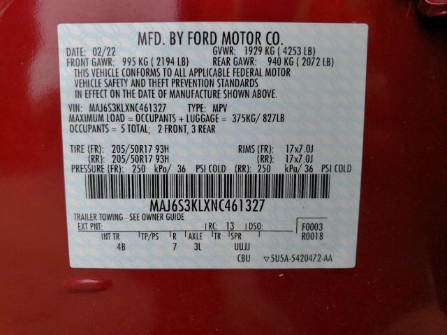 MAJ6S3KLXNC461327 | 2022 FORD ECOSPORT T