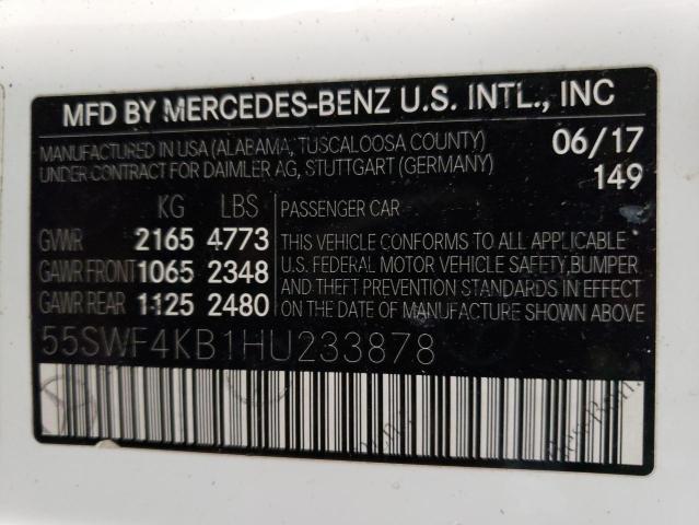 55SWF4KB1HU233878 2017 MERCEDES-BENZ C-CLASS, photo no. 12