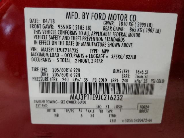 MAJ3P1TE9JC216232 Ford Ecosport Se
